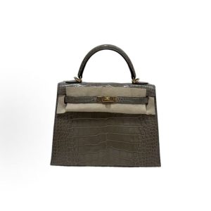 HERMES Kelly 25 Gold Buckle Kelly Bag Shoulder Tote 25 Women's 81 Gris Tourterelle Turtledove Grey