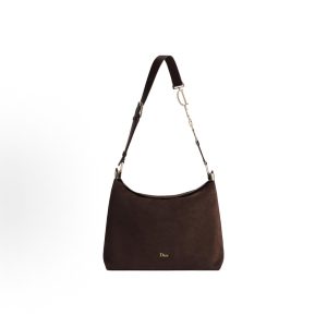 DIOR Diorly Gold Metal Hardware One Shoulder Crossbody Bag Medium Women's Chocolate