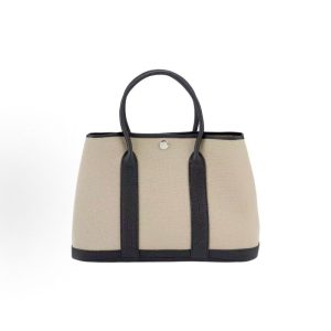 HERMES Garden Party 30 Silver Buckle Tote Bag 30 Women's Trench Coat/Black