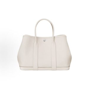 HERMES Garden Party 30 Silver Buckle Tote Bag 30 Women's 10 Craie Milkshake White