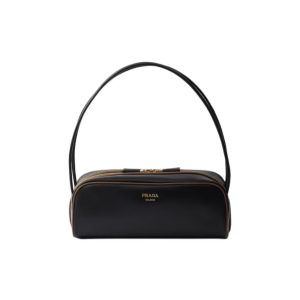 PRADA Swing Swing Embossed Logo on Front Shoulder Bag Women's Black