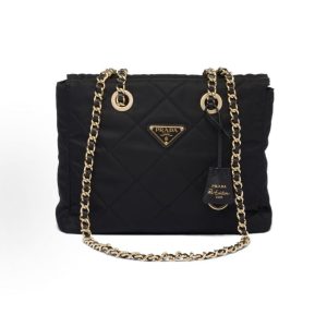 PRADA Re-Edition 1995 Chaine Metal Logo Rhombus Tote Bag Tote Bag Shopping Bag Tramp Bag Parachute Bag Crossbody Shoulder Bag Women's Black