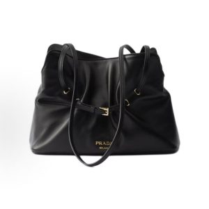 PRADA Dada Embossed Letter Logo on Front Shoulder Bag Small Women's Black