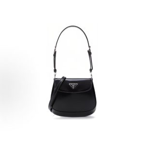 PRADA Cleo Glossy Magnetic Closure Underarm Bag Shoulder Bag Mini Women's Black