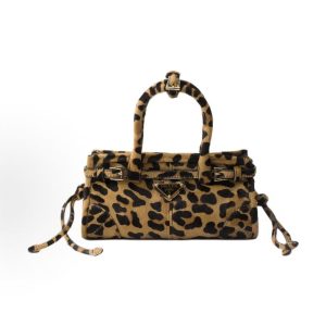 PRADA Bonnie Enamel Triangle Metal Logo One Shoulder Tote Mini Women's Honey