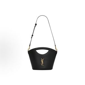SAINT LAURENT Distressed Bronzer Hardware Detachable Adjustable Strap Vegetable Basket Bag Shoulder Crossbody Handbag Mini Women's Black