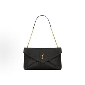 SAINT LAURENT YSL ENVELOPE Gold Hardware Panel Envelope Bag Crossbody Shoulder Bag Large Women's Black
