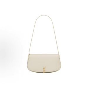 SAINT LAURENT YSL VOLTAIRE Distressed Metal Logo Logo Tote Shoulder Bag Mini Women's White