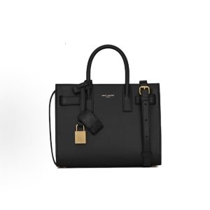 SAINT LAURENT SAC DE JOUR Distressed Hot Stamping Logo Gold Lock Charm Commuter Versatile Organ Bag Crossbody Bag Tote Bag Tote Bag Shopping Bag Shoulder Tote Bag Women's Black