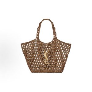 SAINT LAURENT YSL ICARE beaded bag Bronze tote shoulder bag medium women's light wood brick red