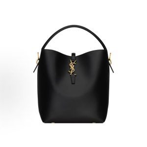 SAINT LAURENT YSL LE37 Gold Label Logo Hook and Closure One Shoulder Crossbody Tote Women's Black