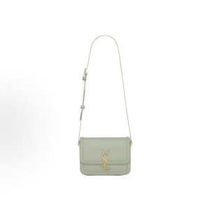 SAINT LAURENT YSL SOLFERINO Box Gold Label Logo Screw Closure Tofu Bag Shoulder Crossbody Bag Small Women's Pale Green