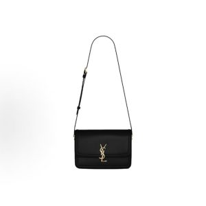 SAINT LAURENT YSL SOLFERINO Gold Label Logo Shoulder Crossbody Bag Medium Women's Black