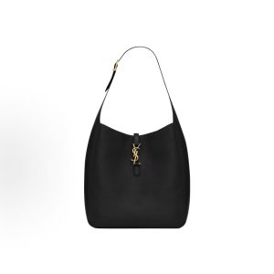 SAINT LAURENT YSL LE5A7 Hook and Loop Design HOBO Bag Bucket Bag Tote Bag Shoulder Bag Large Women's Black