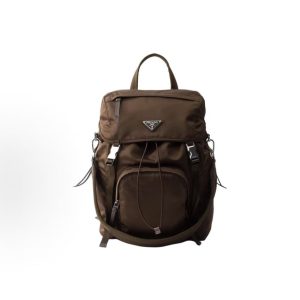 PRADA Re-Nylon Adjustable Detachable Webbing Handle Enameled Triangle Metal Logo Backpack Women's Backpack