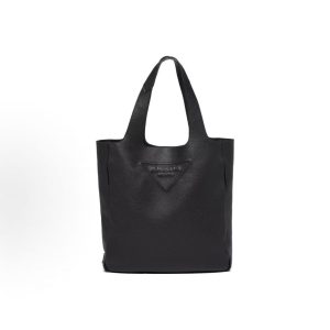 PRADA Enamel Metallic Triangle Logo Magnetic Buckle Closure Tote Bag Tote Bag Shopping Bag Shoulder Crossbody Tote Bag Regular Men's Black