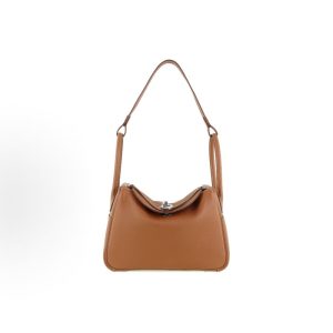 HERMES Lindy 26 Silver Buckle Tote Bag Regular 26 Women's 37 Gold Brown