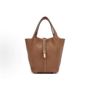 Hermes Picotin Lock 18 Gold Buckle Vegetable Basket Bucket Bag Tote 18 Women's 37 Gold Golden Brown