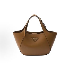 PRADA Enamel Metal Triangle Logo Magnetic Closure Tote Bag Tote Bag Shopping Bag Tote Bag Tote Medium Women's Camel