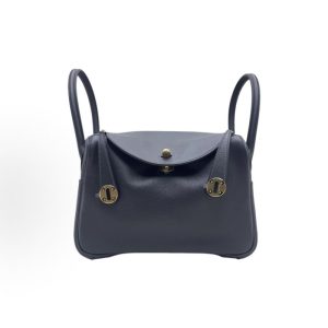 HERMES Lindy 26 Gold Buckle Tote 26 Women's 3Y Caban Tweed/Sailor Blue