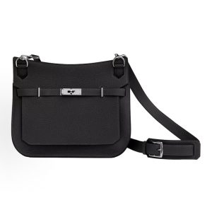 HERMES Jypsiere Gypsy Silver Buckle Crossbody Bag Women's Noir Black