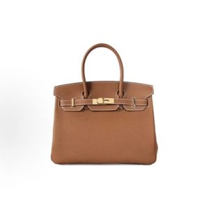 Hermes Birkin 25 Gold Buckle Platinum Bag Tote 25 Women's 37 Gold Brown