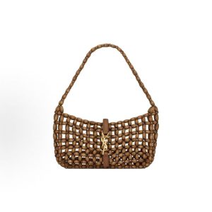 SAINT LAURENT YSL LE5A7 Bead Bag Handbag Women's Light Wood Brick Red