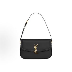 SAINT LAURENT YSL SOLFERINO Letter LOgo Lock Closure Shoulder Strap Adjustable Underarm Bag Shoulder Bag Medium Black