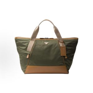 PRADA Re-Nylon Enamel Metal Triangle Logo Tote Travel Bag Men's