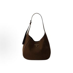 PRADA Triangle logo on front with magnetic closure Shoulder bag Medium Women's Cocoa