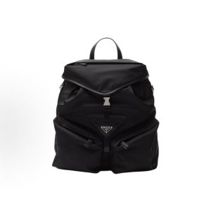 PRADA Re-Nylon Enamel Triangle Metal Logo Drawstring Closure School Bag Backpack Backpack Men's Black