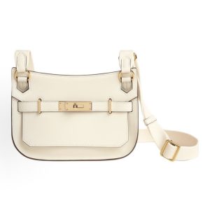 HERMES Jypsiere Gypsy Gold Buckle Crossbody Shoulder Bag Mini Women's Cream White