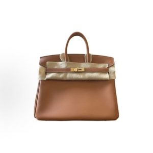 Hermes Birkin 25 Gold Buckle Platinum Bag Tote 25 Women's 37 Gold Brown