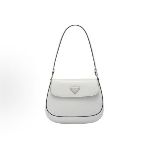 PRADA Cleo Glossy Flap Underarm Shoulder Bag Women's White