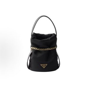 PRADA Re-Nylon Triangle Metal Logo Tote Bag Small Women's Black