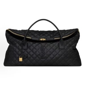 SAINT LAURENT YSL ES Quilted Distressed Duffed Travel Bag Women's Black