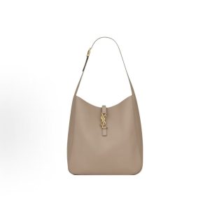 SAINT LAURENT YSL Le 5 A 7CASSANDRE Hook and Loop Closure Adjustable Shoulder Strap Shoulder Bag Large Women's Dust Grey