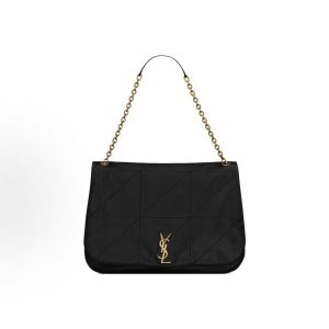 SAINT LAURENT YSL JAMIE 4.3 Distressed Logo Chain Shoulder Bag Women's Black