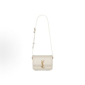 SAINT LAURENT YSL SOLFERINO Gold Label Logo Tofu Bag Shoulder Bag Small Women's White