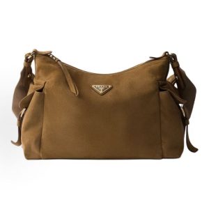 PRADA Brand Metal Logo Shoulder Bag Women's Brown