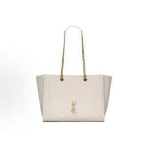 SAINT LAURENT Niki Metal Logo Shoulder Bag Regular Women's White