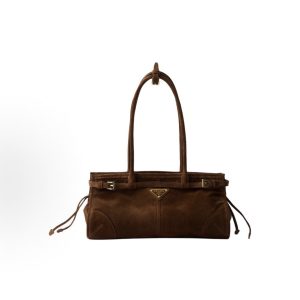 PRADA Bonnie soft lux Shoulder Tote Bag Medium Women's Cocoa Brown