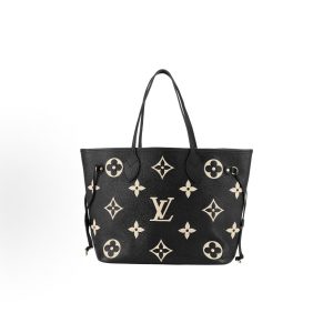 LOUIS VUITTON NEVERFULL MM Perlite Embossed Medium Black and Light Camel