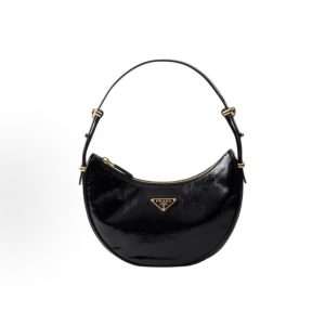 PRADA Arque Naplak Shoulder Bag Unisex Couple Black Color