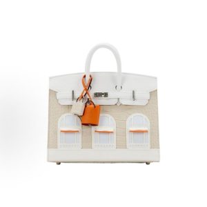 HERMES Birkin 20 silver buckle first snow white house bag platinum bag women's cement gray white haze blue