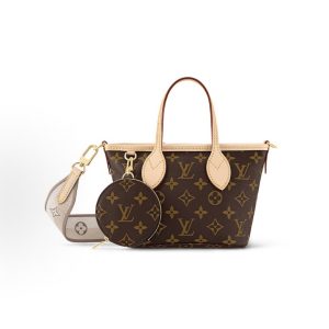 LOUIS VUITTON NEVERFULL BB Detachable Adjustable Shoulder Strap Zipper S Brown
