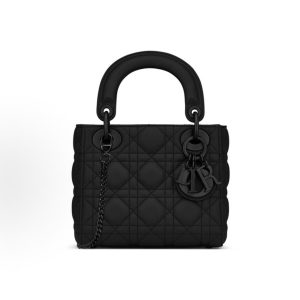 DIOR Lady Dior Matte Three-Compartment Detachable Chain Davis Bag One-Shoulder Crossbody Tote Mini Women's Frosted Black