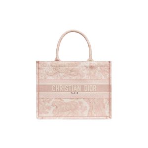 DIOR BookTote Classic Brand Logo Embroidered Handbag Tote Bag Tote Bag Shopping Bag Handbag Medium Women's Pink