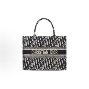 DIOR BookTote Presbyopia Large Capacity Oblique Handmade Tote Bag Shopping Bag Tote Medium Women's Denim Blue