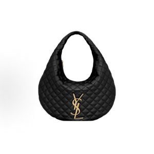SAINT LAURENT ICARE Diamond Quilted Solid Design HOBO Bag Tote Bag Black